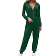 thumbnail image 1 of HBFAGFB Combinaison à Manches Longues pour Femmes Fermeture Éclair Décontractée Simple Confortable Vert Taille P, 1 of 6