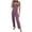 Purple, variant on Women's Pajama Sets Lace Sleevelesss Textured Sleepwear Lightweight Casual Crop Tops with Wide Leg Pants Pj Sets