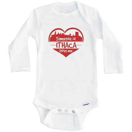 

Someone in Ithaca Loves Me Ithaca New York Skyline Heart One Piece Baby Bodysuit (Long Sleeve) 3-6 Months White