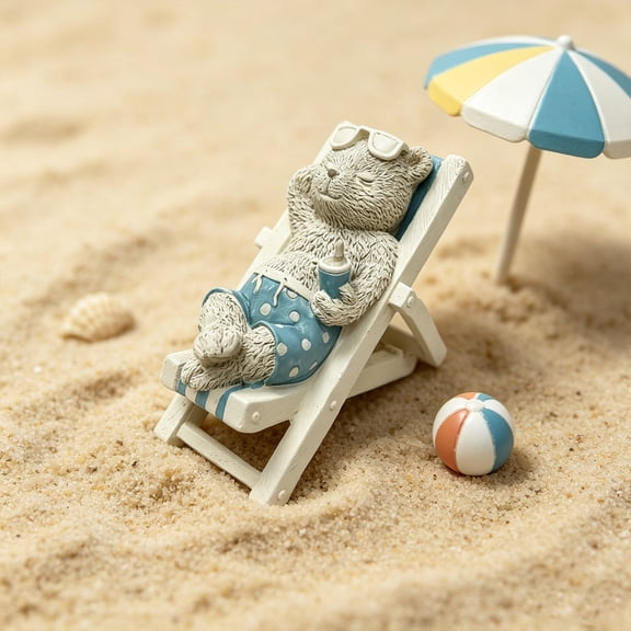 Creatitoy Lazy Bear/Duck Resin Figurine - Summer Oceans Themed Beach And Coastal Style Desk Decorations For Office Home And Bathroom Decor
