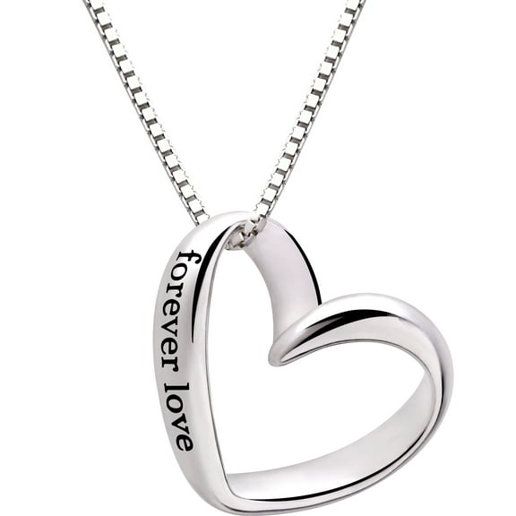 ALOV Jewelry Sterling Silver forever love Heart Pendant Necklace