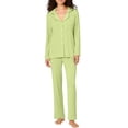 thumbnail image 4 of Womens Plus Size Pajama Sets Long Sleeve Button Up Pjs and Casual Wide Leg Pants Knit Solid Color Fall Sleepwear Set with Pocket Size S-5XL, 4 of 8