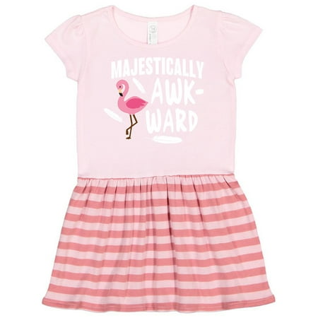 

Inktastic Majestically Awkward with Pink Flamingo Gift Toddler Girl Dress
