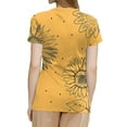 thumbnail image 2 of NAMTYQX Tops for Women Trendy Summer Trendy Womens Tshirts Stretch Short Sleeve Pattern Womens Graphic Tees Yellow Size L, 2 of 5