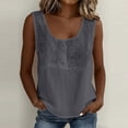 thumbnail image 5 of Women's Linen Tank Tops Floral Embroidered U-neck Sleeveless Beach Travel Casual Summer Tee Shirts Blouses (M, Gray), 5 of 7