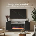 thumbnail image 3 of BELLEZE 68 Inch Fluted TV Stands with 36" Electric Fireplace, Modern Fluted Entertainment Center with Open Storage Shelves& Cabinets, Media Console TV Cabinet For Living Room Bedroom (White), 3 of 7