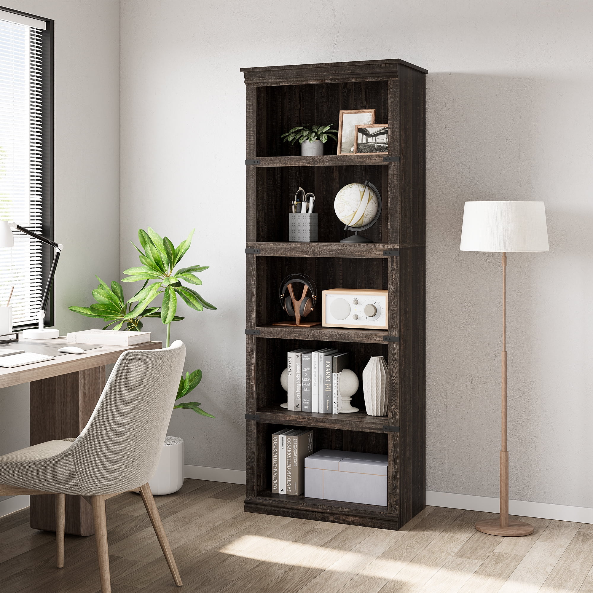 3/5 Tier Bookcase, Farmhouse Book Shelf with Storage Open Display Bookshelves, 71" Tall Book Case Wooden 3/5 Shelf Bookcase Home Decor Furniture for Home Office, Living Room, Bed Room