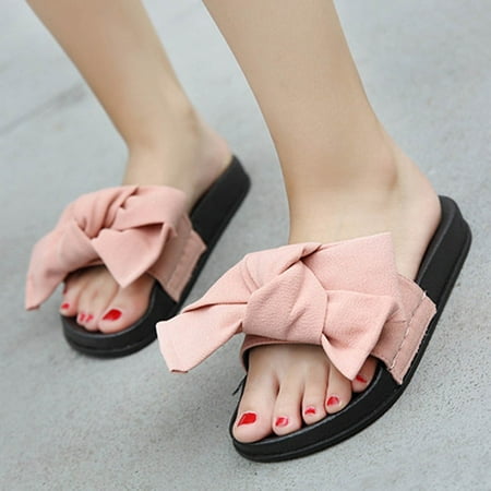 

Tangnade women shoes Women Slipper Summer Bow Knot Slipper Fashion Casual Home Slippers Beach Shoes Pink 41