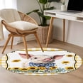 thumbnail image 5 of Pig Sunflowers Round Area Rug 4ft, Yellow Floral Elegant Checkered Pastoral Washable Non-Slip Circle Rugs for Bedroom Living Room Kitchen, Soft Non Shedding Circle Carpet for Dining Room Dorm, 5 of 9