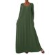 thumbnail image 2 of mfyjkho Vestidos de verano para mujer, Vestido de mujer de moda de color liso con cuello en V y manga larga, falda larga con bolsillo Vestidos de fiesta para mujer xxxxxl, 2 of 5