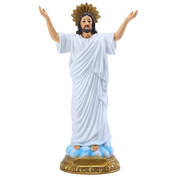 9" Risen Jesus Christ Statue, Sacred Divine Mercy Lord Inspirational Figurine for Easter and Lent Religious Sculpture Christian Living Home Resin Decor