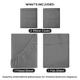thumbnail image 3 of ROYALE LINENS - 4 Piece Queen Bed Sheet - Soft Brushed Microfiber 1800 Bedding Set - 1 Fitted Sheet, 1 Flat Sheet, 2 Pillow case - Wrinkle & Fade Resistant Luxury Queen Size Sheet Set (Grey, Queen), 3 of 10