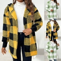 Fall Outfits for Women 2025 Womens Fall Fashion 2025 New Plaid Hooded Jacket Long Sleeved Plush Loose Cardigan Coat