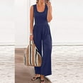 thumbnail image 4 of aidice Summer Womens Jumpsuits Casual U Neck Sleeveless Solid Color Loungewear Wide Leg Pants Rompers, 4 of 8