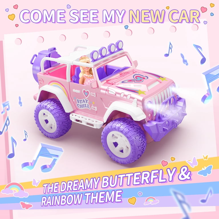 Deerc Pink RC Car with Fog Mist & LED Lights, 1:16 photo 2