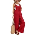 thumbnail image 2 of Linen Overalls for Women Loose Fit Summer Casual Boho Wide Leg Jumpsuit Adjustable Straps Sleeveless Cotton Linen Jumpsuits Red XL, 2 of 5