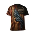 thumbnail image 2 of LAOLIUSN Men’s Patriotic T-Shirt American Flag 1776 “Land of the Free” Vintage Graphic Tee, 3D All Over Print Short Sleeve Crewneck, 88% Polyester 12% Spandex, S-4XL, 2 of 7
