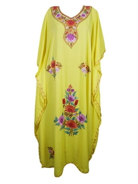 Mogul Womens Beachwear Dresses Kimono Kaftan Regina Embroidered Maxi Long Resort Wear Summer Fashion Caftan One Size