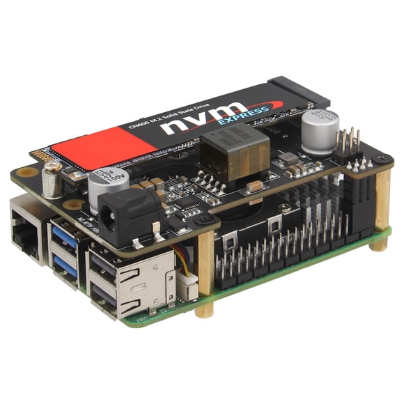 SSD Geekworm X1012 PCIe a M.2 HAT Key-M NVMe y protector POE para Raspberry Pi 5 de 2 GB/4 GB/8 GB/16 GB, compatible con SSD M.2 2230/2242/2260/2280