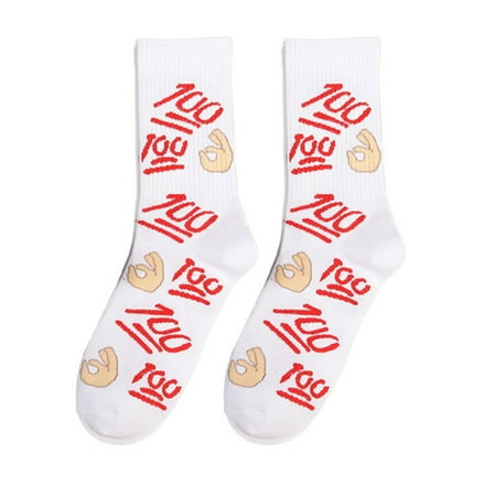 

YUUZONE 1 Pair Unisex Fashion Hosiery Sock Women OK Print Cool Crew Socks Men Funny Soft Socks