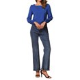 thumbnail image 2 of INSPIRE CHIC Women's Square Neck Casual Solid Long Sleeve Blouse Top for Work and Weekend S Royal Blue, 2 of 5