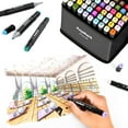 thumbnail image 3 of AnyMark Alcohol Markers, 80 Colors Dual Tip Art Coloring Markers Set for Adult Book Drawing Sketching Painting, Chisel & Fine, 3 of 6