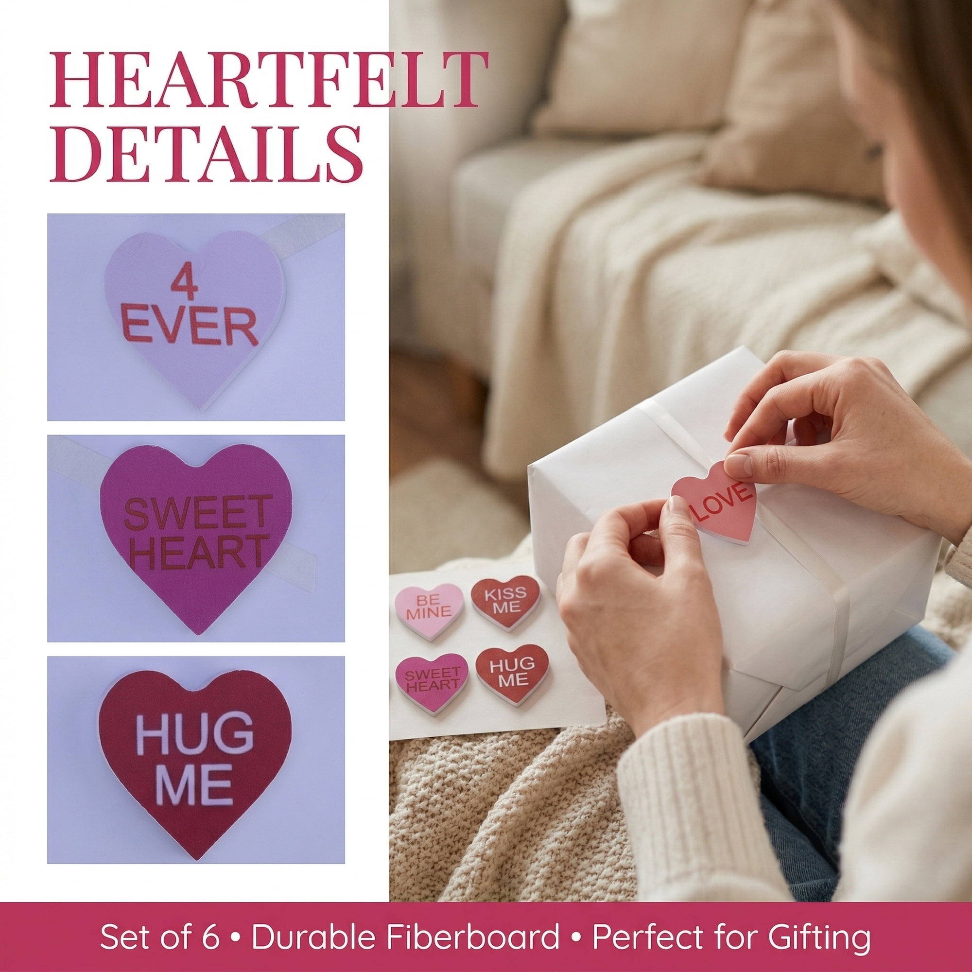 Unique Bargains Wooden Heart Signs Extra Thick Free Standing Love Ornaments Style E 2.6"H