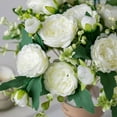 thumbnail image 2 of 2 Bunches Peony Artificial Flowers White Flowers Silk Peonies Bouquets for Wedding Party Table Centerpieces Floral Arrangement Home Kitchen Decor, 2 of 5