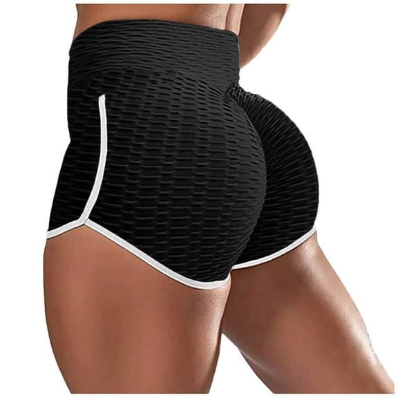 REALiKUN Women Sexy Booty Shorts Retro Dolphin Shorts Sports Yoga Gym Running Hot Pants 2PCS Black,White M