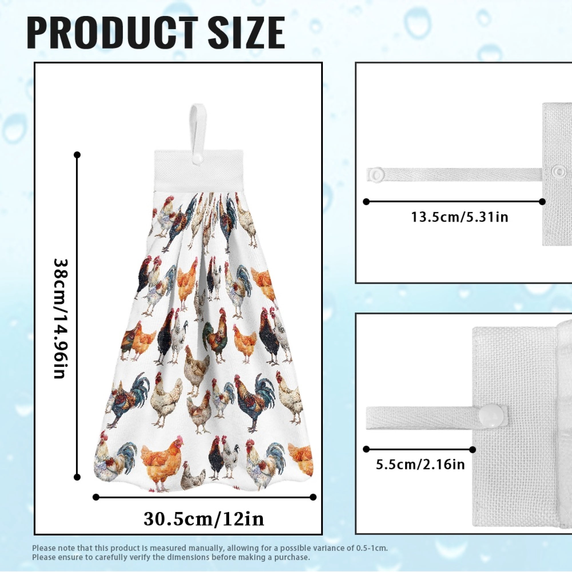 SEANATIVE Rooster Hanging Hand Towels for Kitchen Quick Dry Bathroom Hand Towels Set of 3 Tie Towel for Wiping Hands Highly Absorbent Fingertip Towel Home Decor Accessories