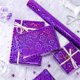 thumbnail image 2 of Rollo de papel de regalo LeZakaa con forma de corazón holográfico morado, 43 x 10 m, 2 of 7