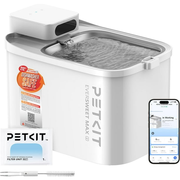 PETKIT Fuente de agua para gatos apta para lavavajillas, fuente de agua automática inalámbrica para gatos con sensor de movimiento, fuente para mascotas de 101 oz/3 L para gatos, perros en el interior