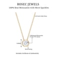 thumbnail image 4 of Rosec Jewels Certified Moissanite Necklace - 3 Ct - 9mm - D-VS1 Grade Moissanite Bezel Set Necklace - Ready to Gift for Women, 18K Yellow Gold, 4 of 6