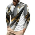 thumbnail image 2 of Donemore Men's Fashion Contrast Color Striped Half - Zip Polo Shirt, Long - Sleeve Casual & Business Top, Multi - Color Printed Trendy Design, Comfortable & Versatile Men's Clothing, 2 of 5