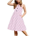 thumbnail image 2 of LOVZFMLL Robe d'Été Décontractée Sans Manches à Col Rond avec Boutons et Poches pour Filles de 2 à 12 Ans, 2 of 5