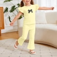 thumbnail image 4 of Cethrio Girls Summer Outfit Sets, Printed 2 Piece Flutter Sleeve Casual Girls Clothing sets Yellow Size 7-8, 4 of 4