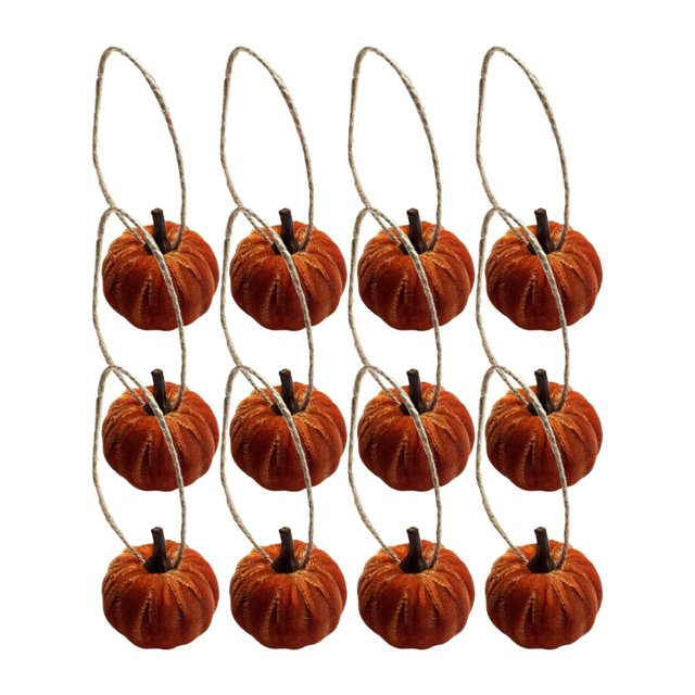 GROWTH TANK 12x Artificial Velvet Pumpkins Decorative Home Mini Holiday Fall Decorations With Lanyard