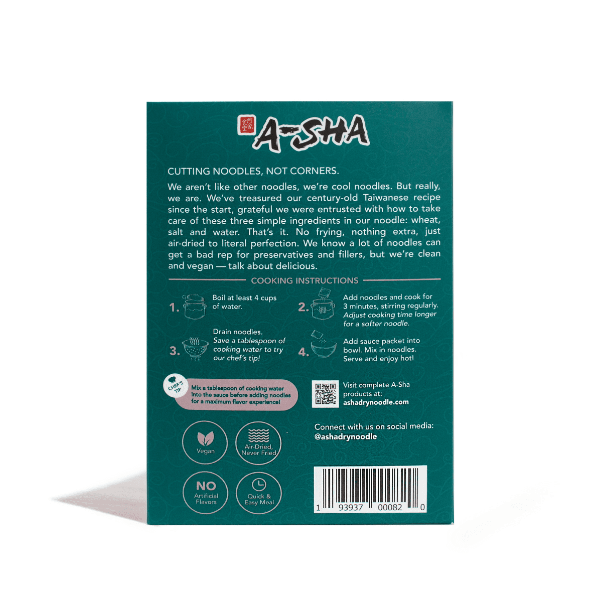 A-Sha Garlic Soy Thin Street Noodle Box 4 Pack
