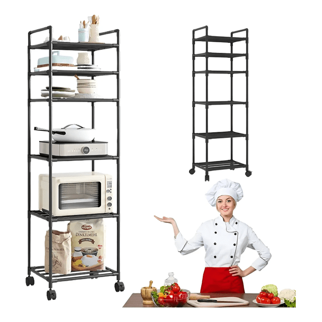 Estante De Almacenamiento De 6 Niveles Para Cocina Con Rueda Xtellar Negro