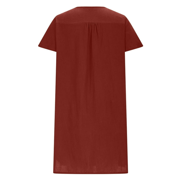 cocolona Women's Summer Plus Size Linen Dress V Neck Short Sleeve Solid Casual Loose Midi Dress Hawaiian Beach Sun Dress Red L - Walmart.com cocolona Women's Summer Plus Size Linen Dress V Neck Short Sleeve Solid Casual Loose Midi Dress Hawaiian Beach Sun Dress Red L - Walmart.com