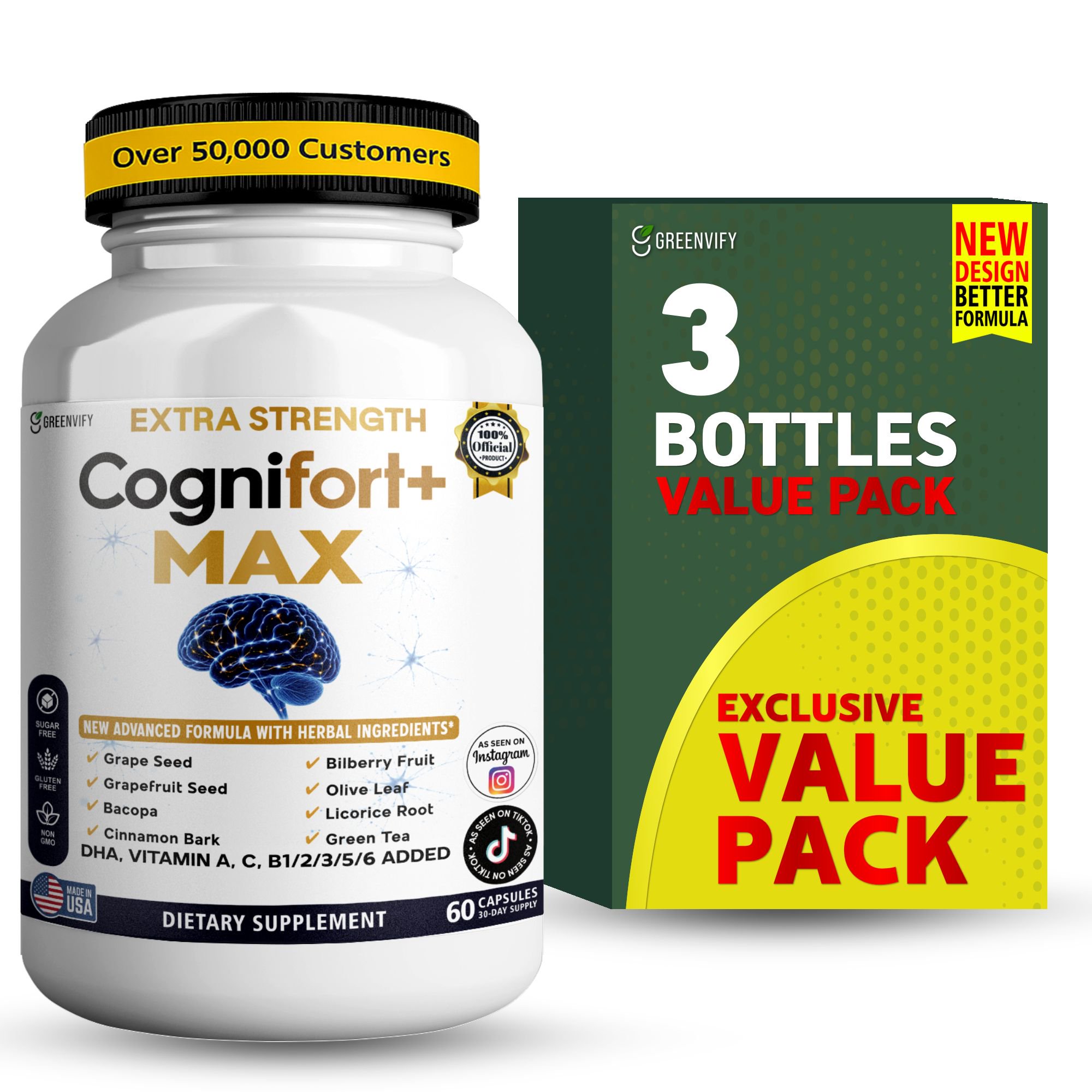 GreenVify Cognifort+ Max Dietary Supplement Capsules