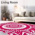 thumbnail image 2 of ODIKA 3'x5' Machine Washable Non-Slip Area Rug, Boho Mosaic Medallion Sunburst Radial Arrangement High Traffic Rug, Pink, 559535, 2 of 7