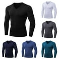 thumbnail image 5 of Men Fitness V-neck Tops Long Sleeve Tight Training Shirts Sports Running Gym Tops Compresstion Running Tops, 5 of 5