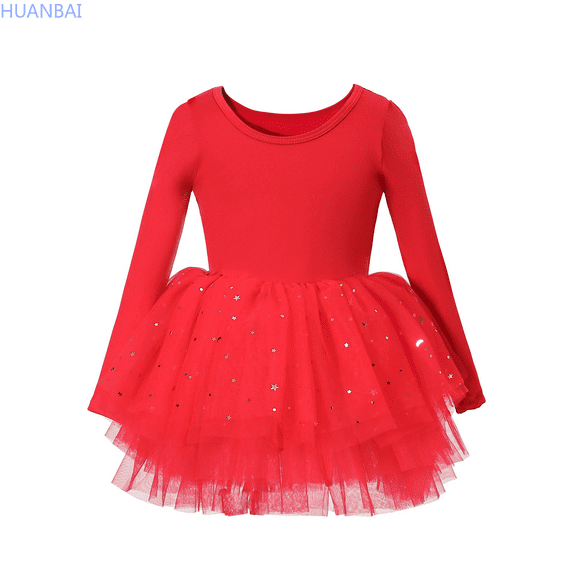 HUANBAI Girls Ballet Tutu Dress For Performance Long Sleeve Round Neck Chiffon Dance Dress Elastic Waistband Spring Summer Recital Outfit Ages 3 10 Years Long Maxi Dress 9-10 Years