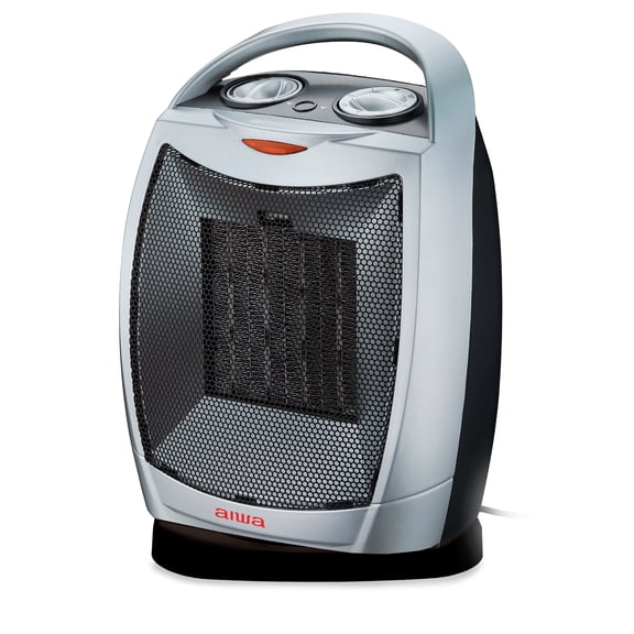 Aiwa Oscillating Room Heater with Handle, Overheat Protection, Tip over Auto Shutoff - Silver