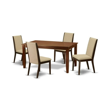 East West Furniture Dining Room Set Mahogany DULA5-MAH-04
