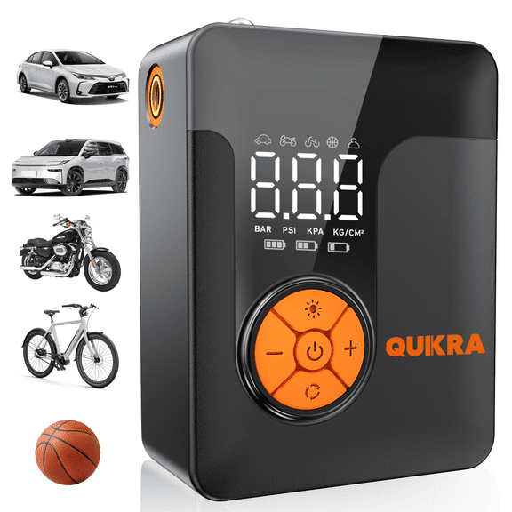 Tire Inflator Portable Air Compressor, 150 PSI Air Compressor Tire Pump,Auto Shut-off Tire Pump with LED Light Display for Car, Bikes, Sports Balls, Inflatable Toys