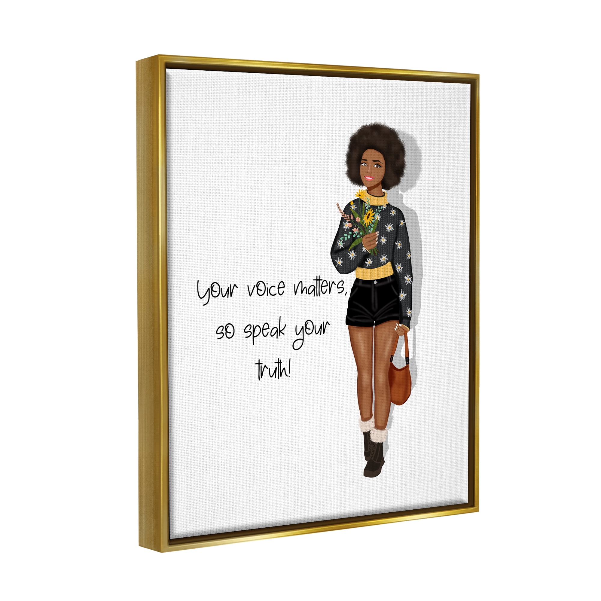 Stupell Industries Speak Your Truth Phrase Inspirational Painting Gold Floater Framed Canvas Art Print Wall Art, 25 x 31