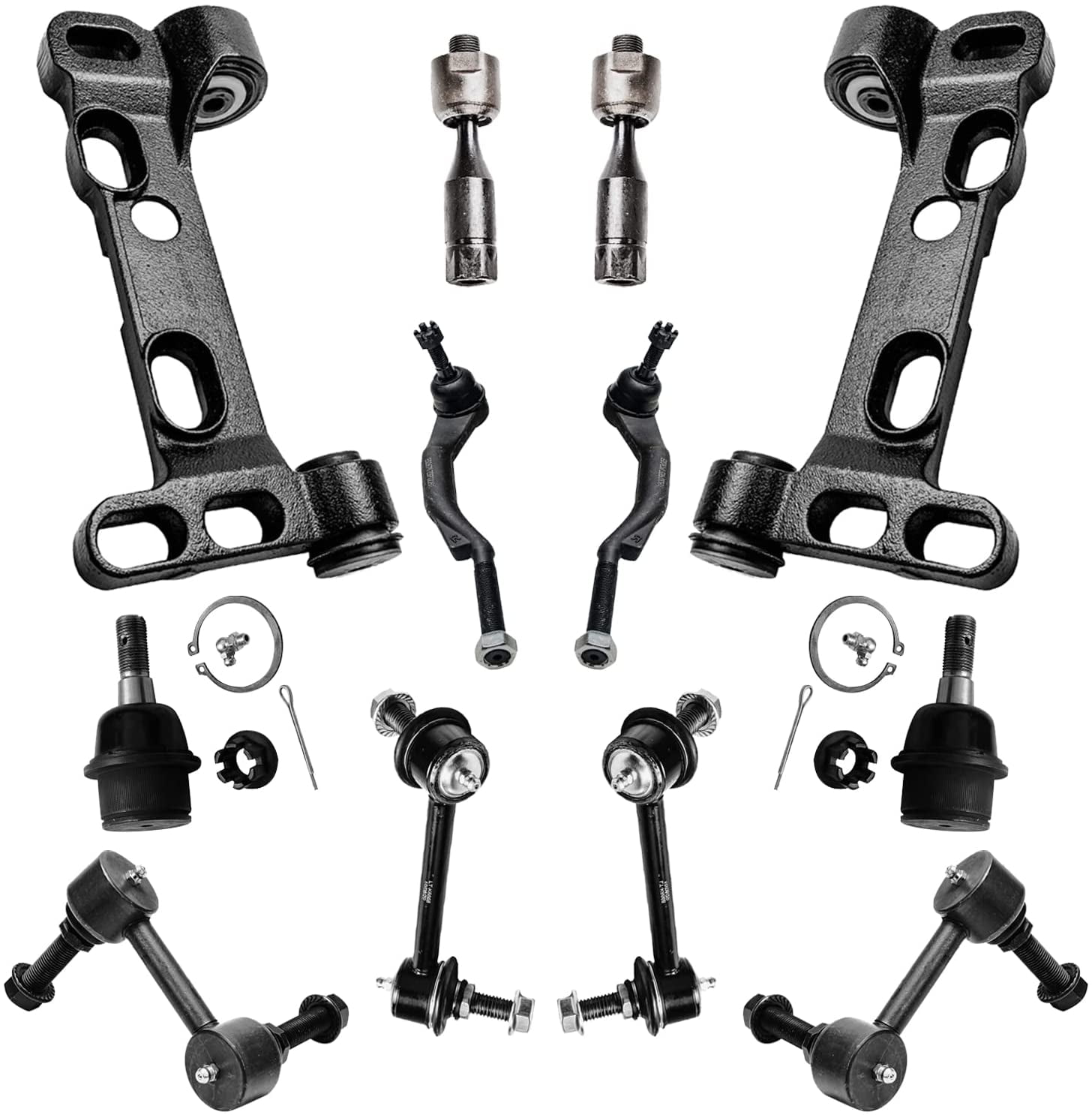 6PC Front Rear Stabilizer Bars Outer Tie Rods Kit For Trailblazer Envoy 9-7x