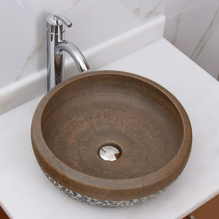 Elimaxs Floral Trim on Terra Porcelain Vessel Bathroom Sink - Walmart ...